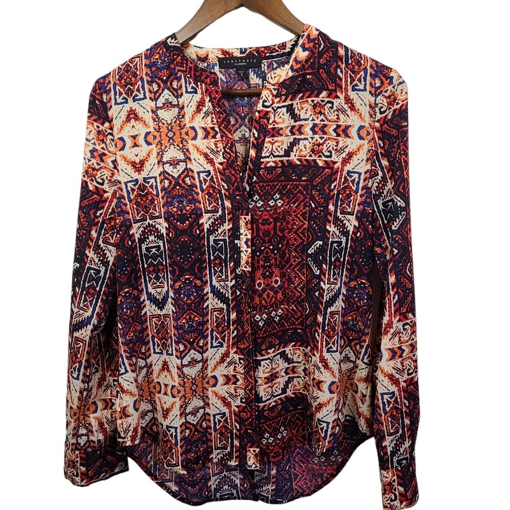 Sanctuary Abstract Button Front Blouse Small